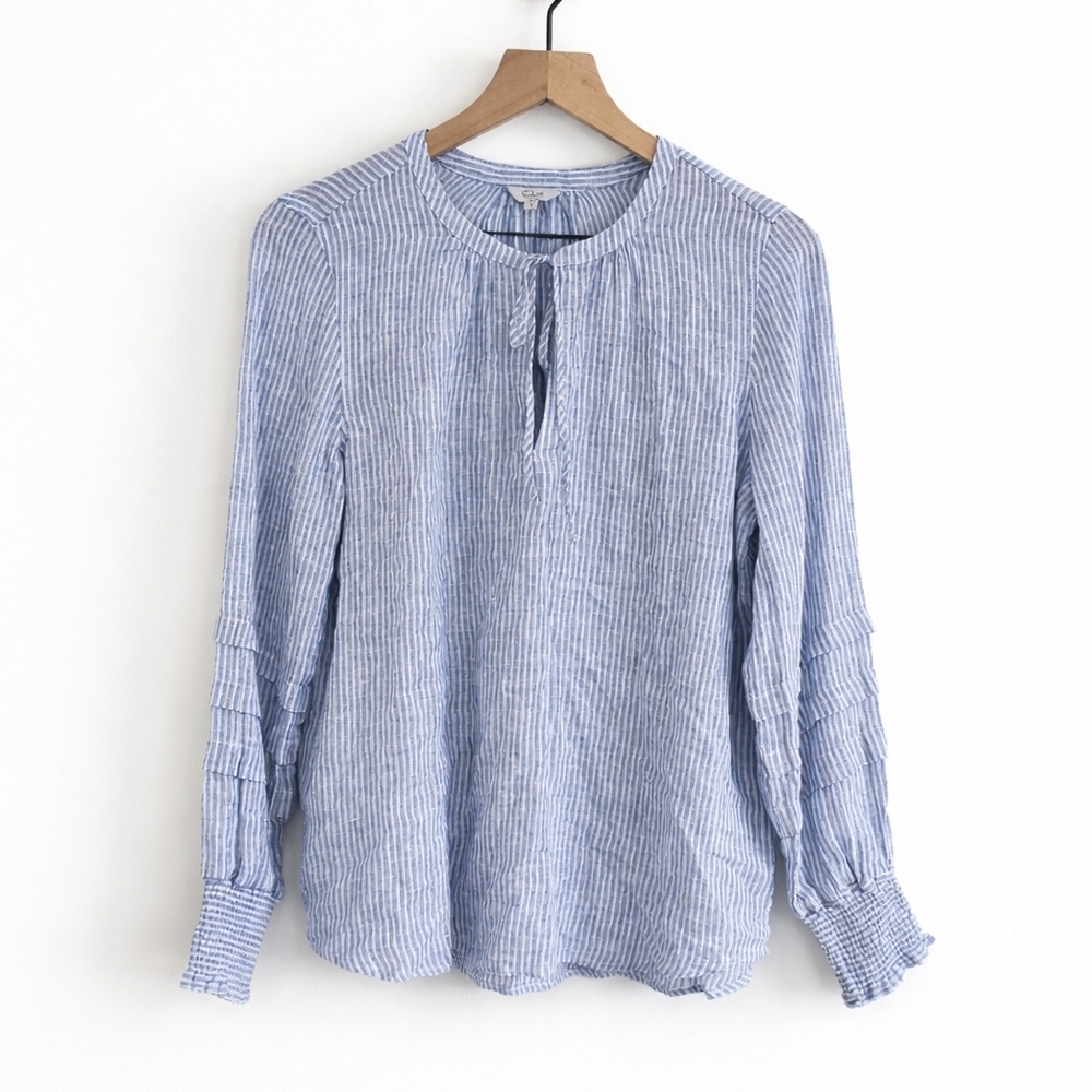 Rails Caterina Sanibel Stripe Linen Blend Small Blue White Striped Boho Top